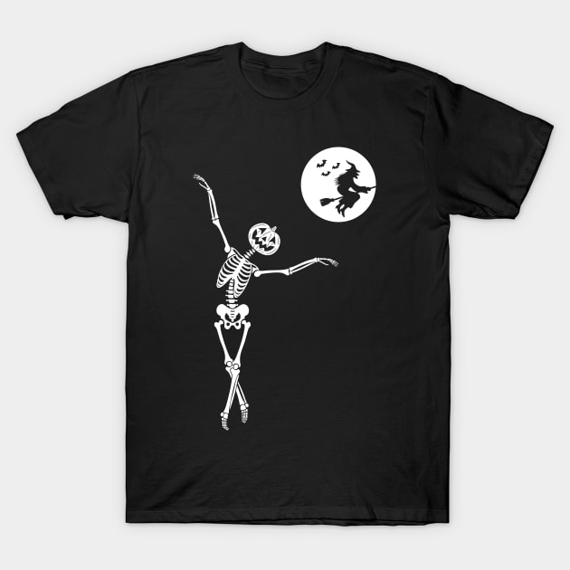 Halloween Skull For Women Dancing Skeleton T-Shirt T-Shirt by drag is art